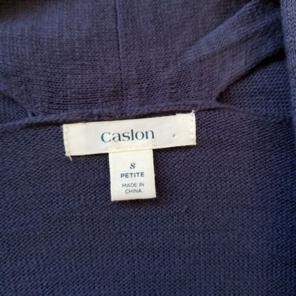 Caslon Cotton Blue Long Open Cardigan Sweater S P - Picture 3 of 7